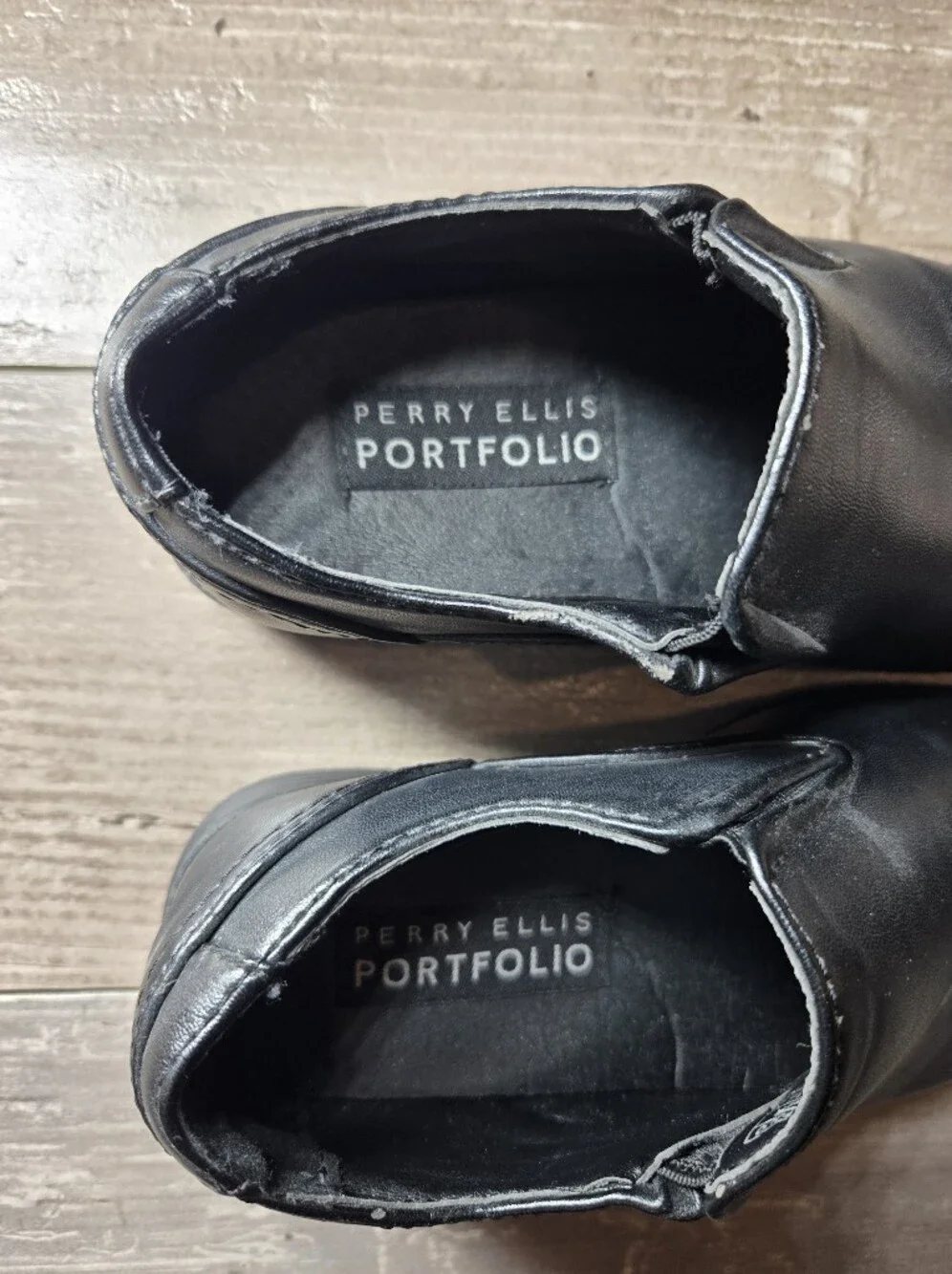 Perry Ellis Portfolio Boys Size 12 Black Samuel Slip‑On Dress Shoes